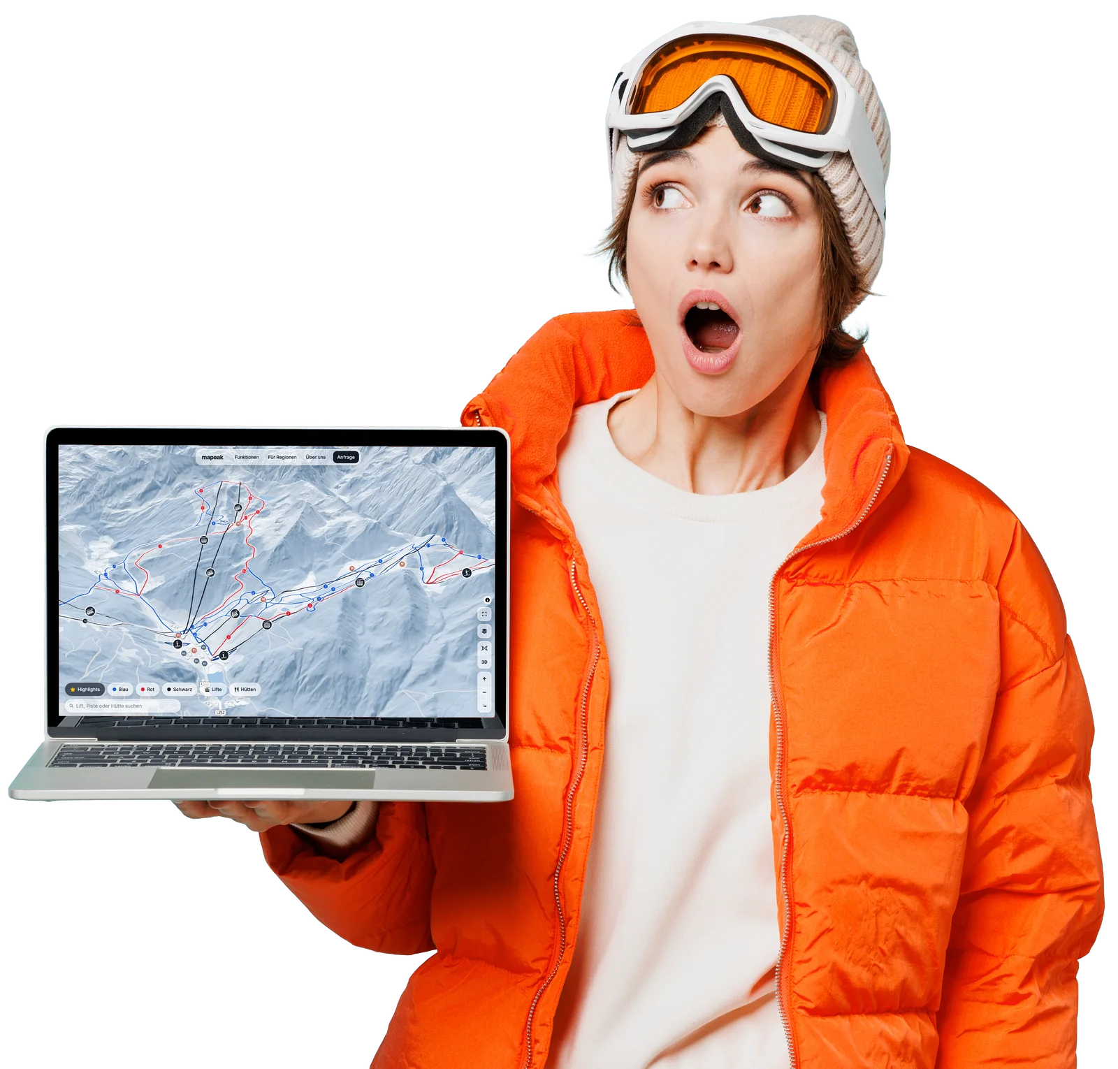 Die Karte von mapeak auf einem Laptop